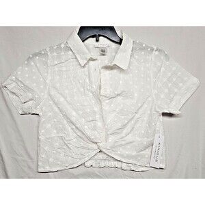Kirious white crop Semi Sheer Blouse Size L